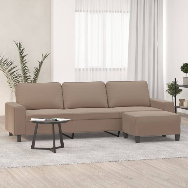 vidaXL 3-Sitzer-Sofa mit Hocker Taupe 210 cm Mikrofasergewebe