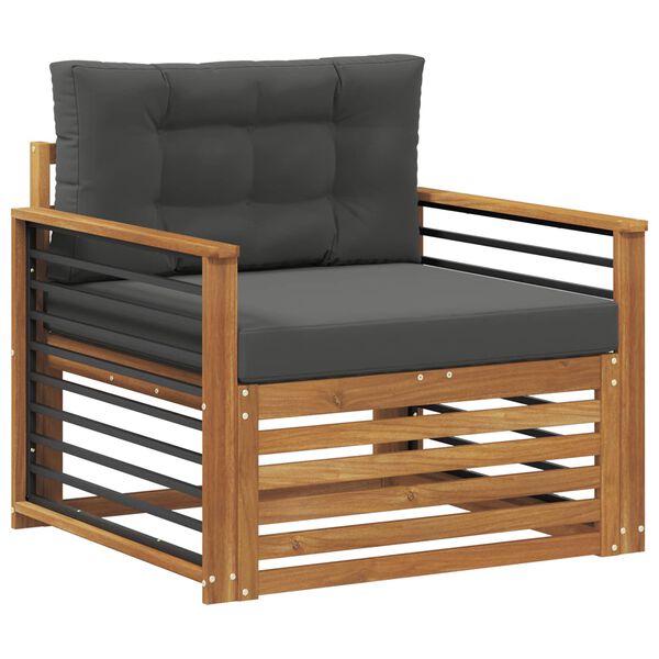 vidaXL Outdoor-Sofagarnitur Massives Akazienholz und Polyester Natur