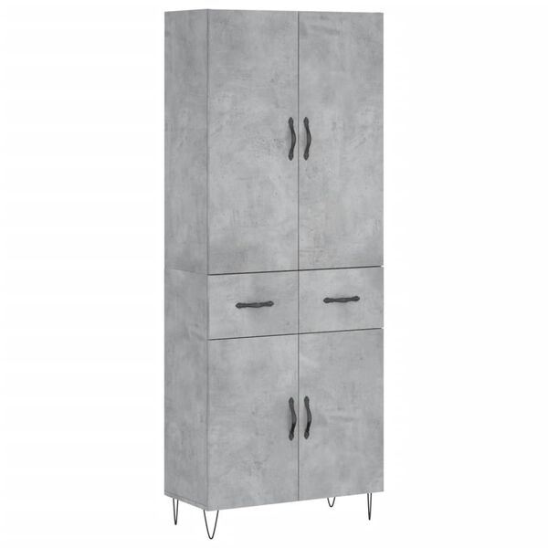 vidaXL Highboard Betongrau 69,5x34x180 cm Holzwerkstoff