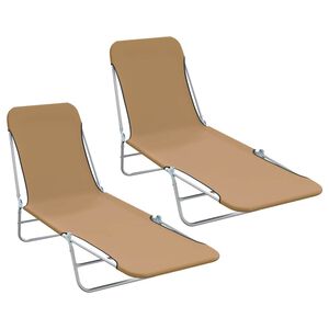 vidaXL Klappliegen 2 Stk. Stahl und Stoff Taupe