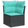 vidaXL 8-tlg. Garten-Sofagarnitur mit Kissen Schwarz Poly Rattan
