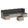 vidaXL 8-tlg. Garten-Sofagarnitur mit Kissen Hellgrau Poly Rattan