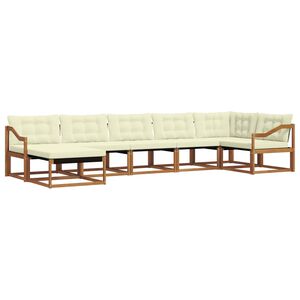 vidaXL Outdoor-Sofagarnitur 7 pcs Natur und Creme Massivholz Akazie