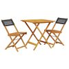 vidaXL 3-tlg. Bistro-Set Schwarz Poly Rattan und Massivholz