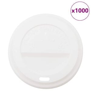 vidaXL Deckel f&uuml;r Pappbecher &Oslash;90 mm 12oz 16oz 1000Stk. Wei&szlig; Kunststoff