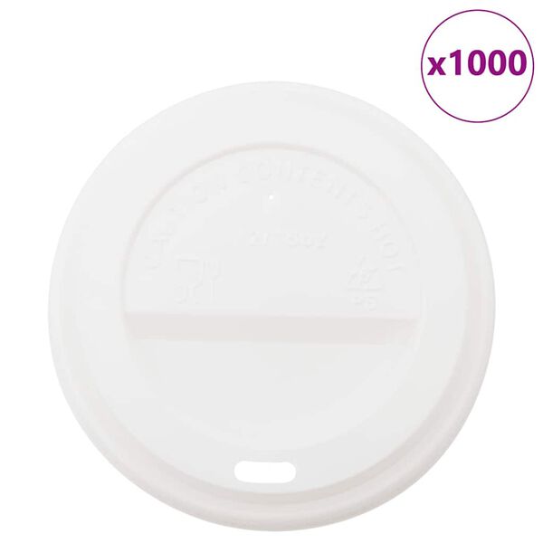 vidaXL Deckel f&uuml;r Pappbecher &Oslash;90 mm 12oz 16oz 1000Stk. Wei&szlig; Kunststoff