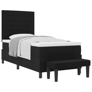 vidaXL Boxspringbett mit Kopfteil Schwarz 90 x 190 cm Stoff