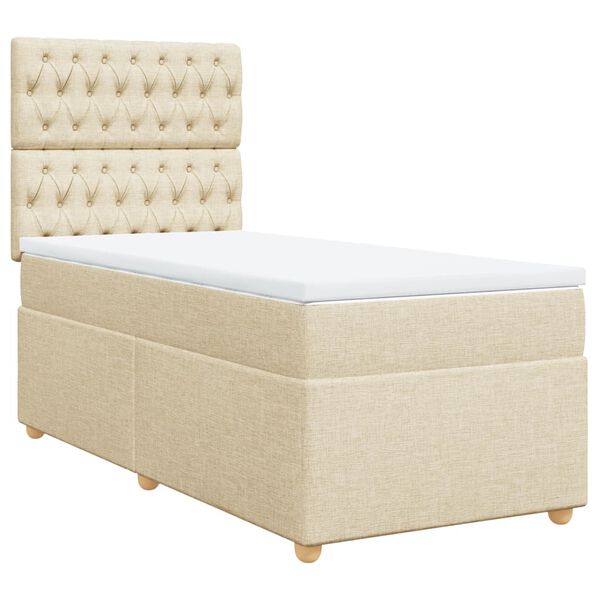 vidaXL Boxspringbett mit Matratze Creme 90x190 cm Stoff