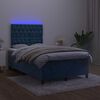 vidaXL Boxspringbett mit Matratze & LED Dunkelblau 120x200 cm Samt