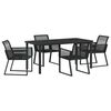vidaXL Garten Essgruppe 5 pcs Schwarz Pulverbeschichteter Stahl