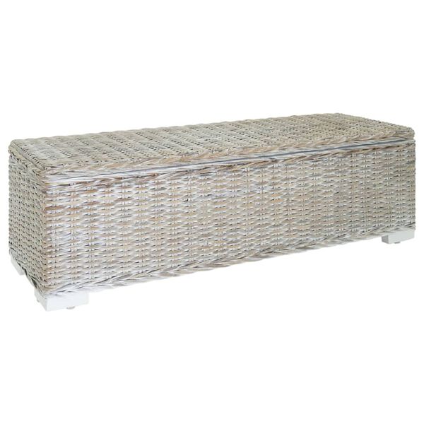 vidaXL Truhe Weiß 110 cm Natur Kubu Rattan & Massivholz Mahagoni