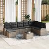 vidaXL Garten-Sofa-Set mit Kissen 9 pcs Grau Poly Rattan