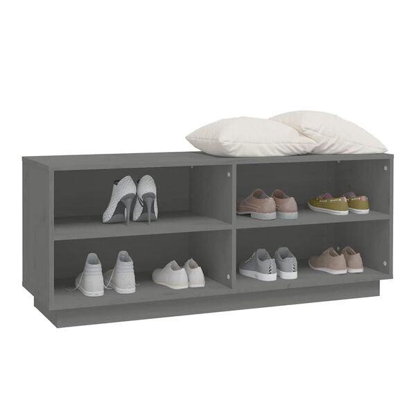 vidaXL Schuhregal Grau 110x34x45 cm Massivholz Kiefer