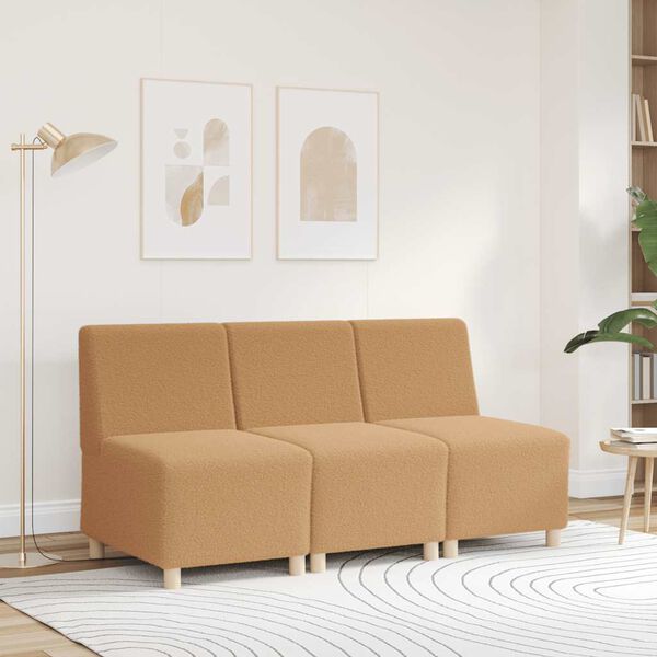 vidaXL Modulares Sofa ohne Armlehnen Beige 55 cm Gelockter Wollstoff