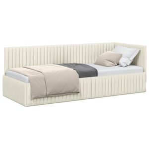 vidaXL Eckbettgestell mit Kopfteil Creme 80 cm x 200 cm Samt
