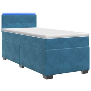 vidaXL Boxspringbett mit Matratze und LED Blau 80 x 200 cm Samt