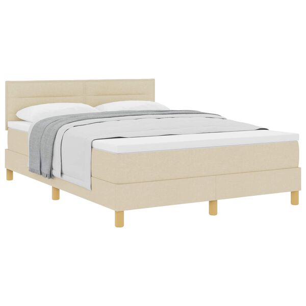 vidaXL Boxspringbett mit Matratze Creme 140 x 200 cm Stoff