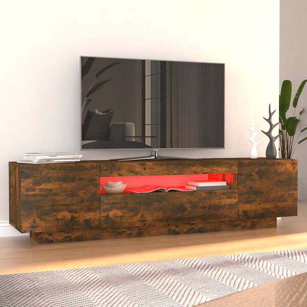 vidaXL TV-Schrank mit LED-Leuchten Räuchereiche 160x35x40 cm