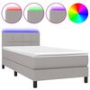 vidaXL Boxspringbett mit Matratze & LED Hellgrau 100x200 cm Stoff