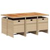 vidaXL 7-tlg. Garten-Essgruppe mit Kissen Beige Poly Rattan