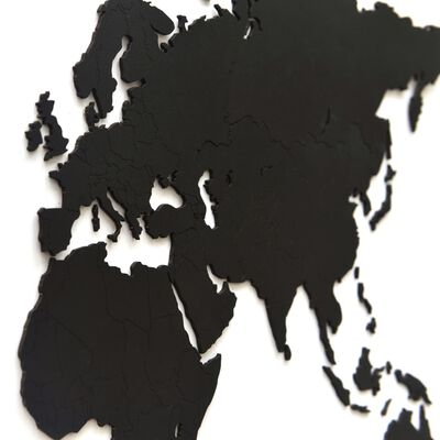 MiMi Innovations Weltkarte-Wanddeko aus Holz Luxury Schwarz 90×54 cm