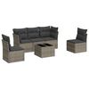 vidaXL 6-tlg. Garten-Sofagarnitur mit Kissen Grau Poly Rattan