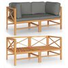 vidaXL 2-Sitzer-Gartensofa mit Grauen Kissen Massivholz Teak