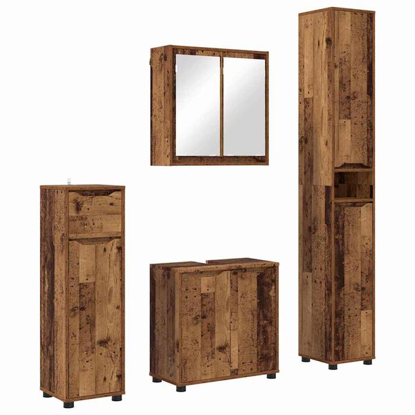 vidaXL Badezimmerm&ouml;bel-Set mit Schubladen 4 pcs Altholz Holzwerkstoff