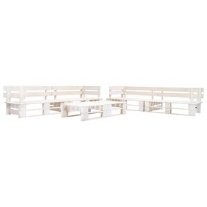 vidaXL 6-tlg. Paletten-Lounge-Set Holz Wei&szlig;