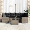 vidaXL Garten-Sofa-Set 7 pcs Grau Poly-Rattan und Stahl und Glas