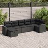 vidaXL 7-tlg. Garten-Sofagarnitur mit Kissen Schwarz Poly Rattan