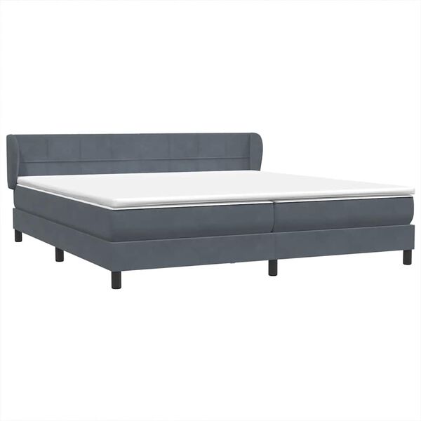 vidaXL Boxspringbett mit Matratzen Dunkelgrau 180x210 cm Samt