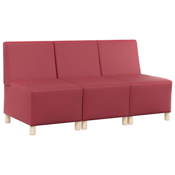 vidaXL Modulares Armfreies Sofa 3 pcs Weinrot 55 x 74 x 82 cm