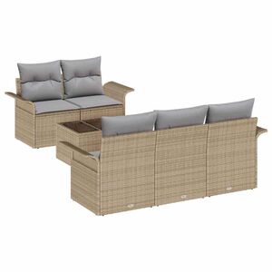 vidaXL Garten-Sofa-Set mit Kissen mit Speicher 6 pcs Beige und Grau