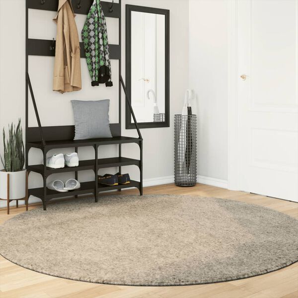 vidaXL Teppich ISTAN Hochflor Gl&auml;nzend Beige &Oslash; 200 cm