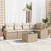 vidaXL Sofa Set mit Kissen 6 pcs Beige Poly Rattan
