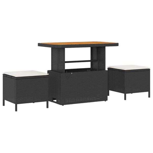 vidaXL Gartensofa-set mit Kissen 13 pcs Schwarz und Creme Poly-Rattan