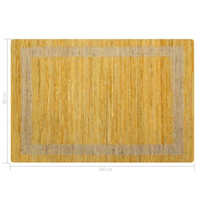 vidaXL Teppich Handgefertigt Jute Gelb 80x160 cm