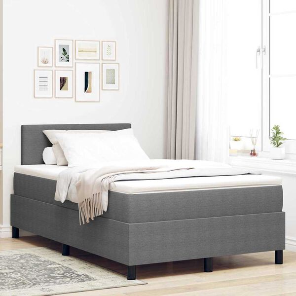 vidaXL Boxspringbett Hellgrau und Weiß 193 x 120 x 88 cm Cordstoff