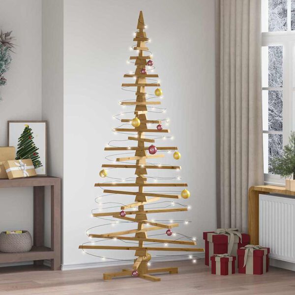 vidaXL Holz Weihnachtsbaum mit Ständer Braun 210 cm Massivholz Kiefer
