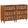 vidaXL Sideboard 2 pcs Walnuss 60 x 33 x 75 cm Massivholz Mango