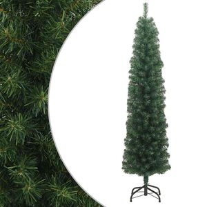 vidaXL K&uuml;nstlicher Weihnachtsbaum Schlank mit St&auml;nder Gr&uuml;n 210 cm PVC