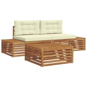 vidaXL 4 stk. Outdoor-Sofagarnitur Massives Akazienholz und Polyester