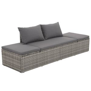 vidaXL Gartenbett Grau 195&times;60 cm Poly Rattan