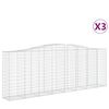 vidaXL Gabionen mit Hochbogen 3 Stk. 400x50x140/160cm Verzinktes Eisen