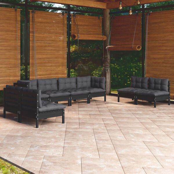 vidaXL 9-tlg. Garten-Lounge-Set mit Kissen Massivholz Kiefer