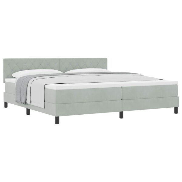 vidaXL Boxspringbett mit Matratze Hellgrau 200 x 200 cm Samt