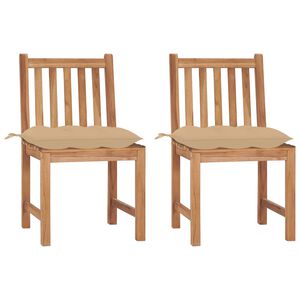 vidaXL Gartenst&uuml;hle 2 Stk. mit Kissen Massivholz Teak