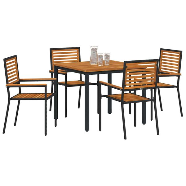 vidaXL Garten Essgruppe 5 pcs Schwarz und Braun Poly-Rattan