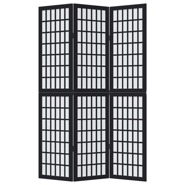 vidaXL 3-tlg. Paravent Schwarz Massivholz Paulownia